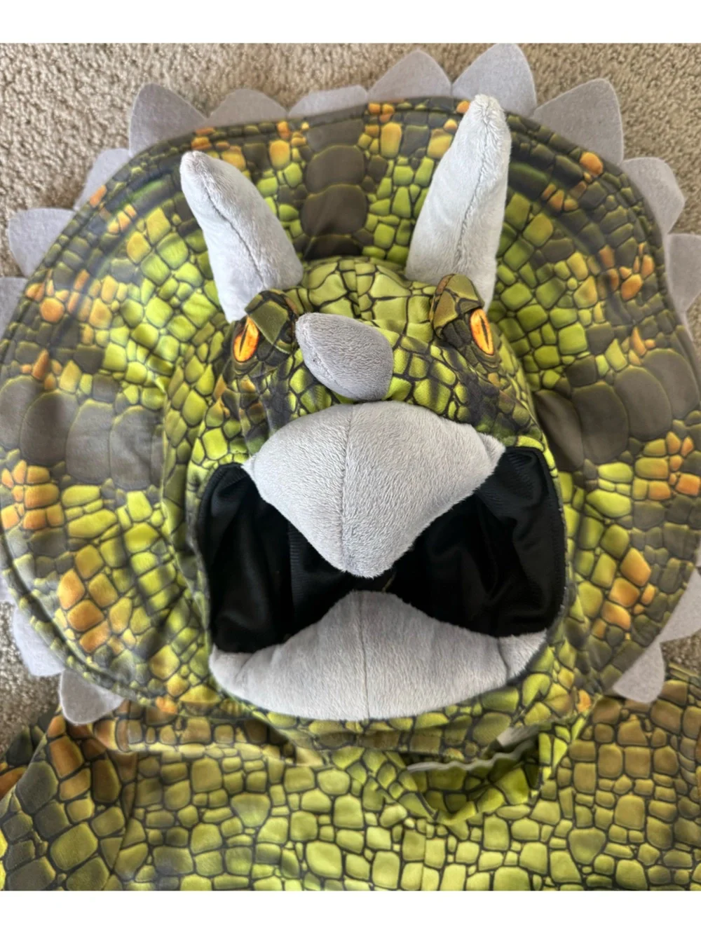 Spooktacular Creations Triceratops Dinosaur Costume Toddler 3T Halloween Green